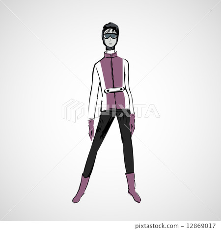 Vector sketch girls in fashion clothes eps 12869017
