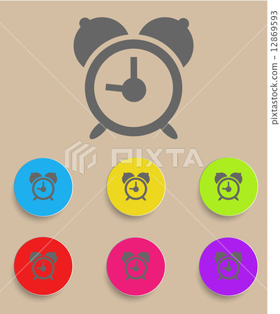 alarm clock icon with color variations, vector 12869593