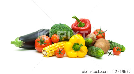 fresh vegetables isolated on white background close up. fresh vegetables isolated on white background close up. 12869632