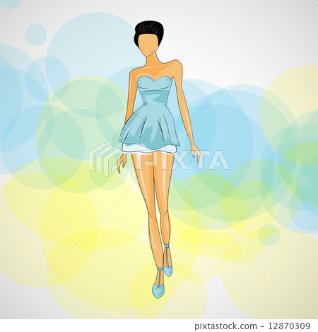 Vector sketch girl in fashion clothes eps 12870309
