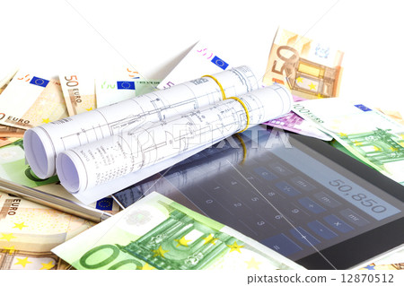 Money and tablet computer for house 12870512