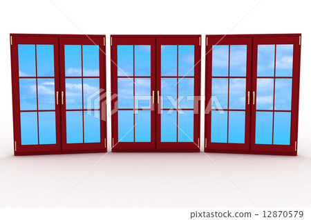 3d closed plastic windows on white background 12870579