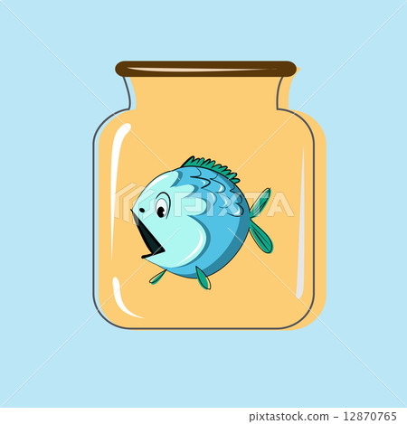 Glass jar with canning fish. Vector design 12870765
