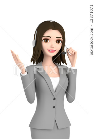 3D illustration - a woman who talks with income 12871071