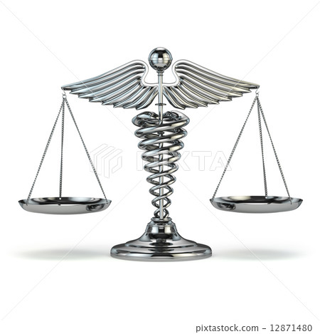 Medicine and justice. Caduceus symbol as scales. Conceptual imag 12871480