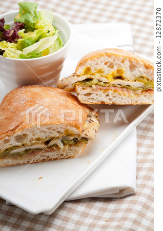 Italian ciabatta panini sandwich chicken 12872370