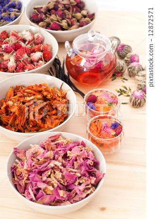 Herbal natural floral tea infusion with dry flowers Herbal natural floral tea infusion with dry flowers 12872571