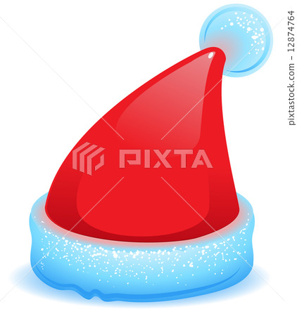 Red Christmas hat with blue trim 12874764