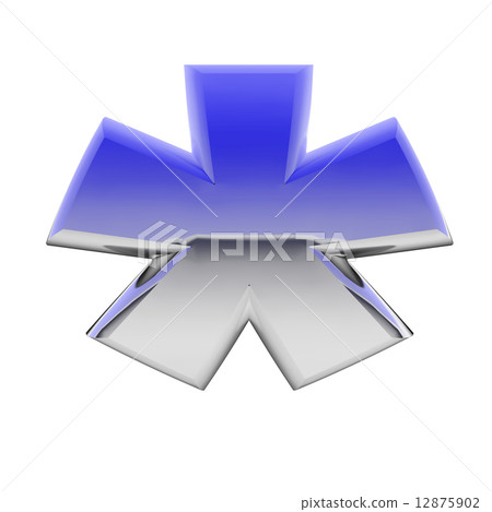 Chrome asterisk sign with color gradient reflections isolated on white 12875902