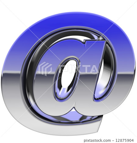 Chrome commercial at or email sign with color gradient reflections isolated on white Chrome commercial at or email sign with color gradient reflections isolated on white 12875904