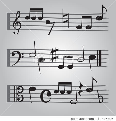 Stock Illustration: black music sheet note icons set eps10