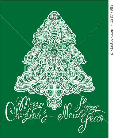 Christmas and New Year Element - lace fir tree - floral lace or Christmas and New Year Element - lace fir tree - floral lace or 12877985