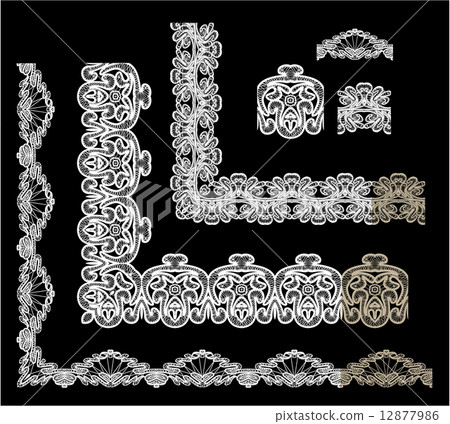 Frame Elements Set - different lace edges and borders - Seamless 12877986