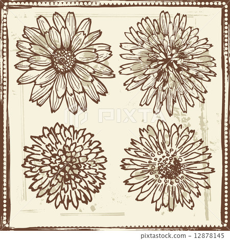 Hand drawn vintage flowers sketch Hand drawn vintage flowers sketch 12878145