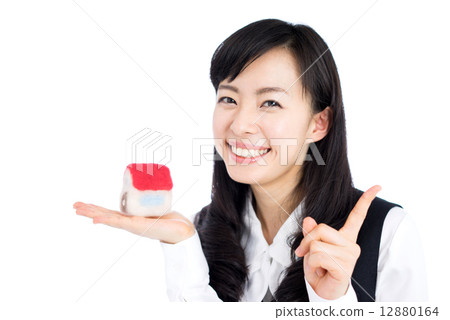 A woman with a house A woman with a house 12880164