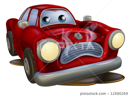 Sad broken down cartoon car 12880269