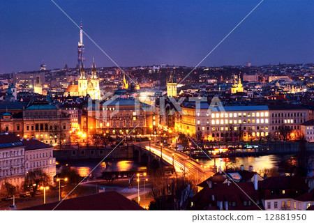 Nightview of Prague dusk, from top; Czech Republich 12881950