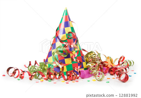 Concept birthday celebration - a hat and serpentine 12881992