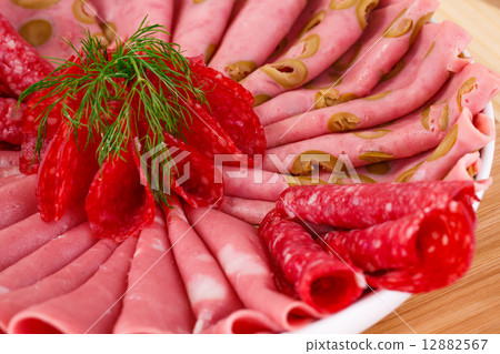 Salami, mortadella and bacon 12882567