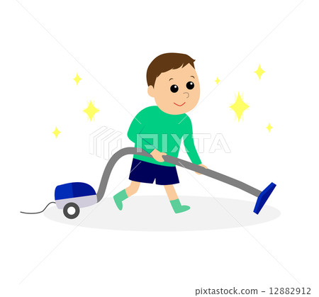 Boy with a vacuum cleaner - Stock Illustration [12882912] - PIXTA