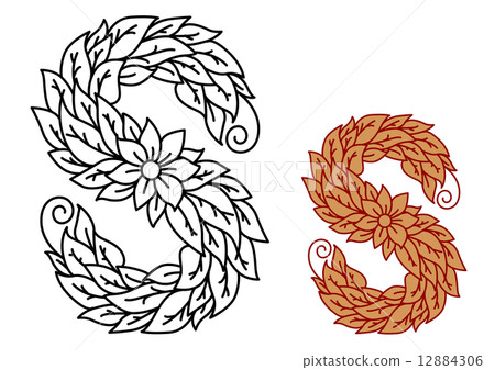 Floral and foliate font uppercase letter S 12884306