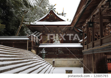 Kotohiragu Shrine in winter, main shrine of main shrine, main shrine main shrine Minami Wing and Minami Watare Kotohiragu Shrine in winter, main shrine of main shrine, main shrine main shrine Minami Wing and Minami Watare 12885765