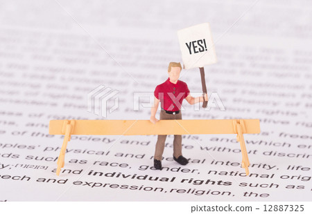 Tiny person demonstrating for his rights 12887325