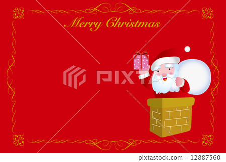 Christmas card of Santa Claus entering the chimney Christmas card of Santa Claus entering the chimney 12887560