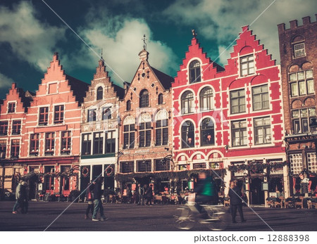 People on a Market square in Bruges, Belgium 12888398
