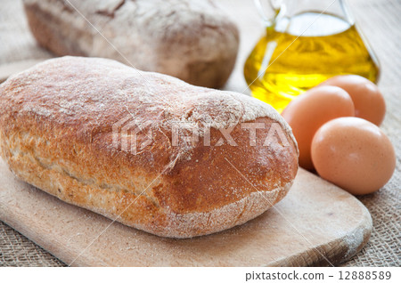 Homemade bread ciabatta on the table Homemade bread ciabatta on the table 12888589