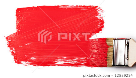 Paintbrush with red paint 12889254