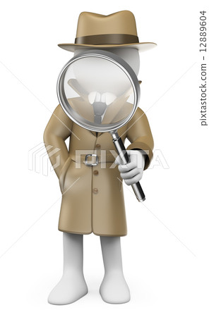 3D white people. Detective. Private Investigator 3D white people. Detective. Private Investigator 12889604