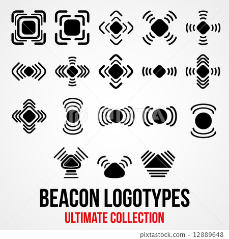 Set of black vector bluetooth GPS beacon icons. 12889648