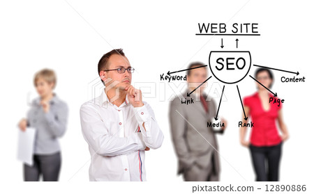man looking at seo scheme 12890886