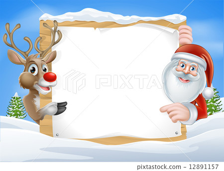 Christmas Reindeer and Santa Sign 12891157