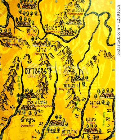 Ancient Map of Lanna,Northern of Thailand Ancient Map of Lanna,Northern of Thailand 12891618