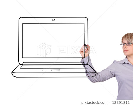 woman drawing laptop woman drawing laptop 12891811
