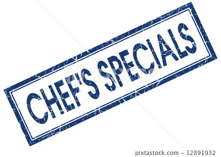 chefs specials blue square stamp isolated on white background chefs specials blue square stamp isolated on white background 12891932