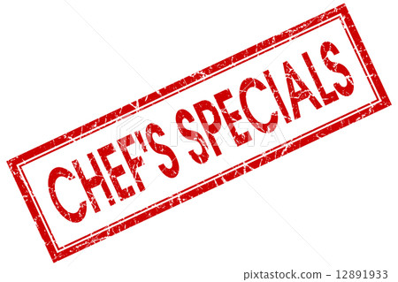 chefs specials red square stamp isolated on white background 12891933