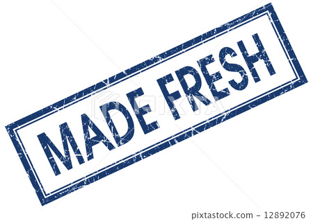 made fresh blue square stamp isolated on white background 12892076
