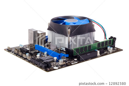 Electronic collection - Computer motherboard with CPU cooler Electronic collection - Computer motherboard with CPU cooler 12892380