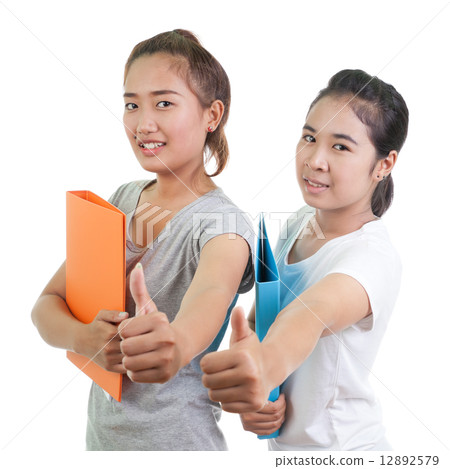 Two girls with document 12892579