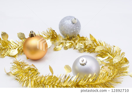 Chirstmas 's ball with golden ribbon for celebration and festiva Chirstmas 's ball with golden ribbon for celebration and festiva 12892710
