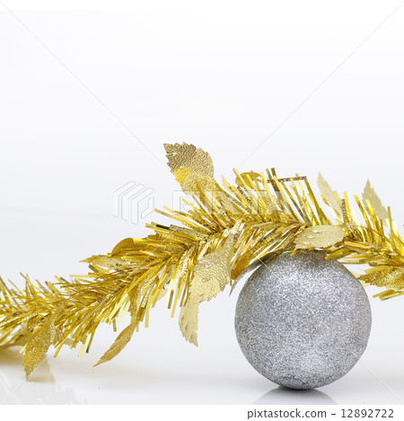 Chirstmas 's ball with golden ribbon for celebration and festiva 12892722