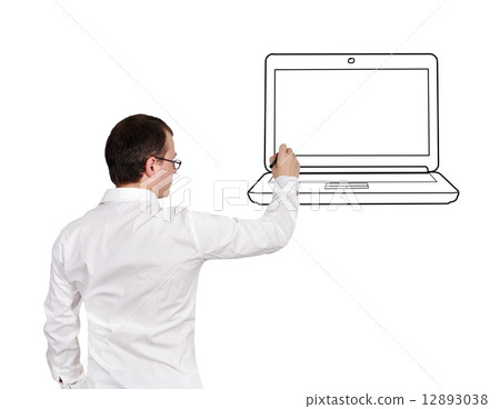 businessman drawing laptop 12893038