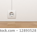 Electric power socket on empty wall. 3D Illustration 12893528