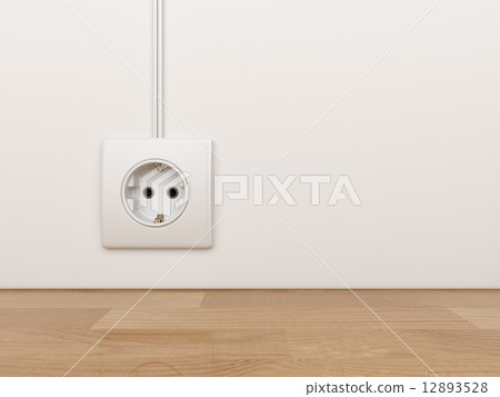 Electric power socket on empty wall. 3D Illustration Electric power socket on empty wall. 3D Illustration 12893528