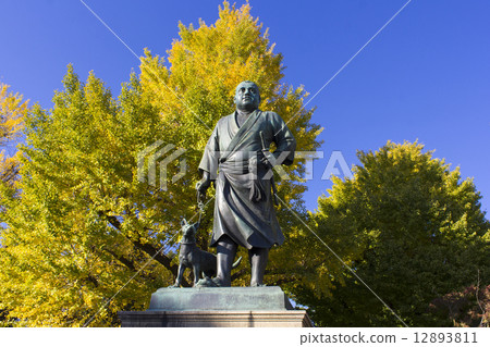 Ginkgo and Takamori Saigo statue Ginkgo and Takamori Saigo statue 12893811