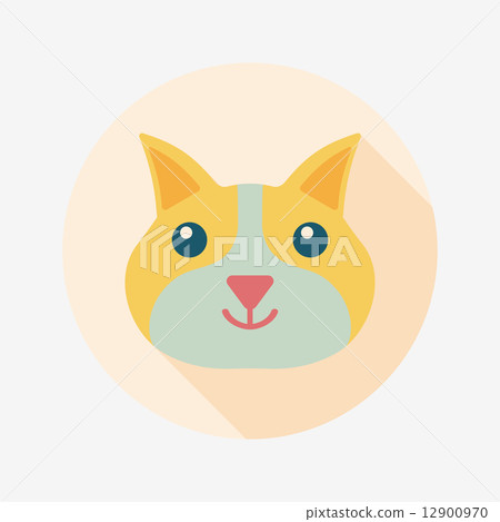 Pet cat flat icon with long shadow,eps10 - Stock Illustration [12900970 ...