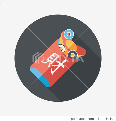 Chinese New Year red envelope flat icon with long shadow,eps10 12901010